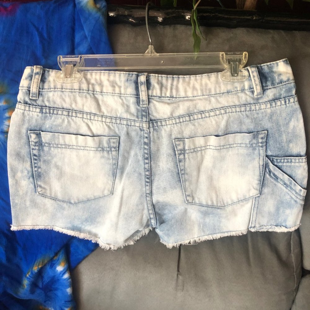 Inked & Faded Bleached Denim Shorts
